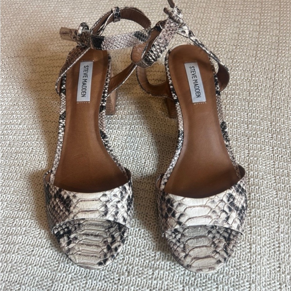Steve Madden Snake Print Ankle Strap Sandals